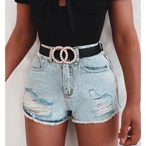 NWT White Fox On A Mission washed blue denim shorts NEW!